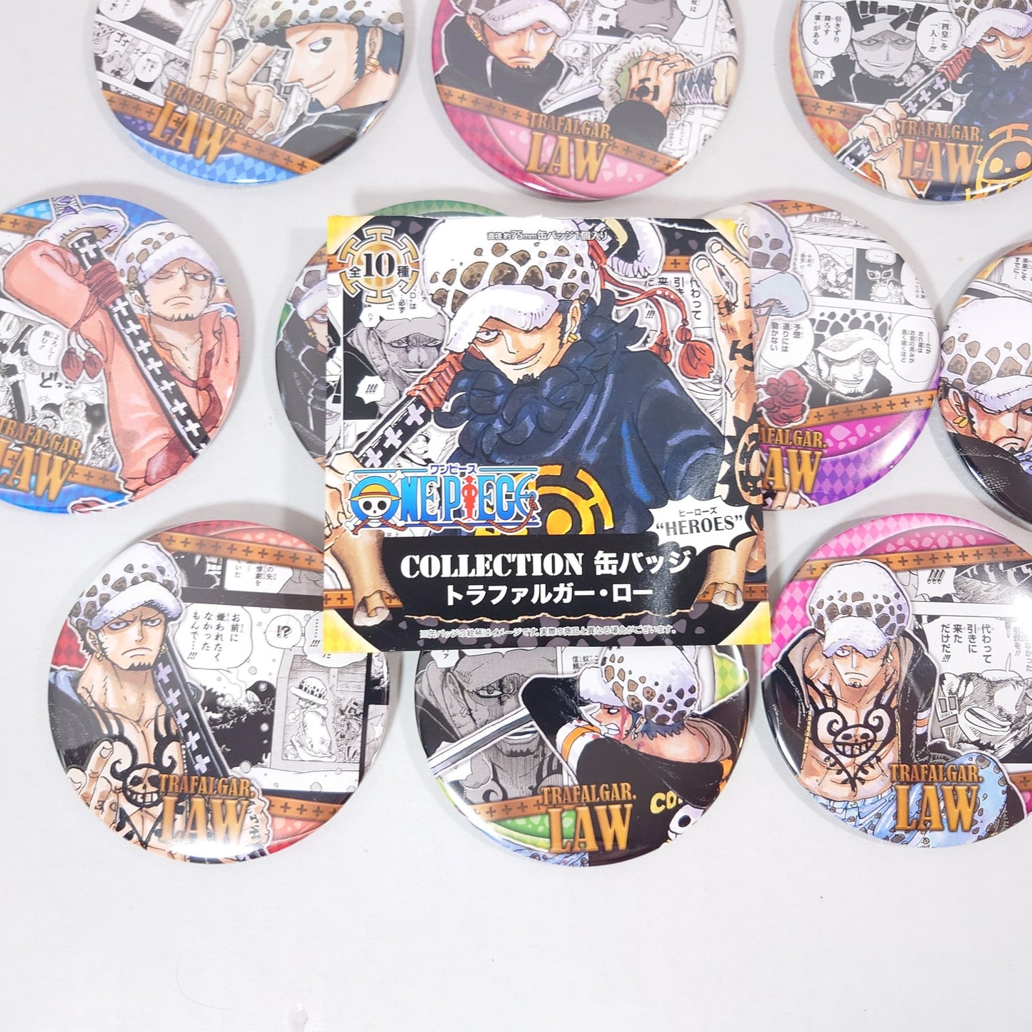 COMPLETE SET Law Trafalgar D. Water ONE PIECE "Heroes" Collection Badge