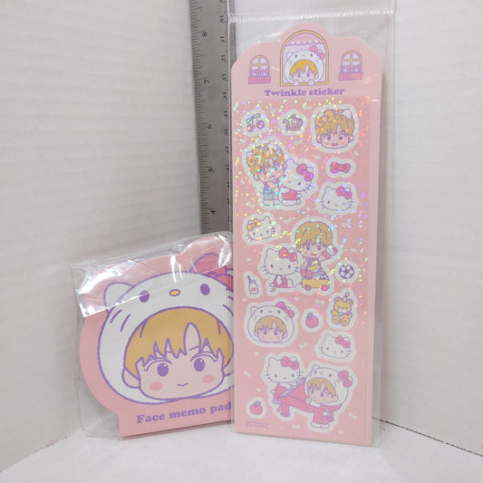 NCT x Sanrio Yuta Nakamoto & Hello Kitty Face Memo Pad & Sticker Sheet Set
