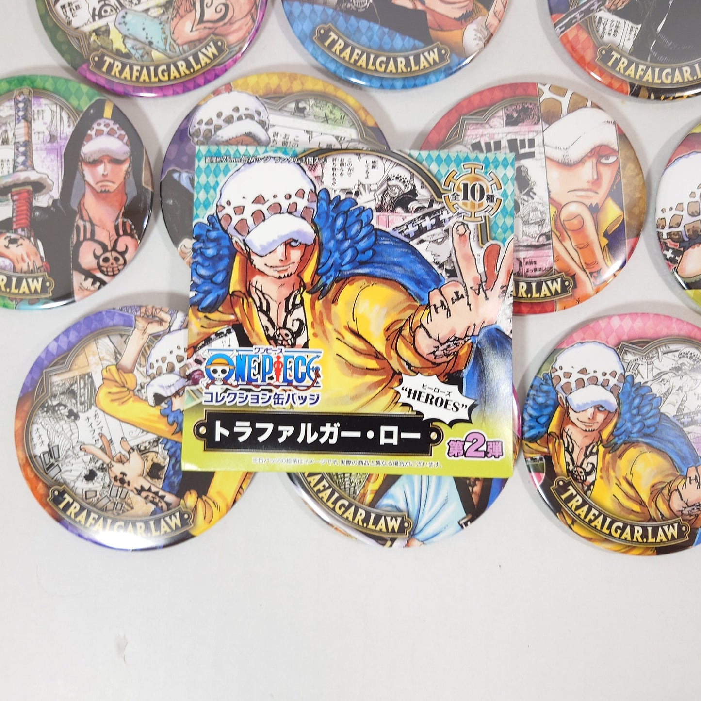 COMPLETE SET Law Trafalgar D. Water ONE PIECE "Heroes" Collection Badge Ver. 2